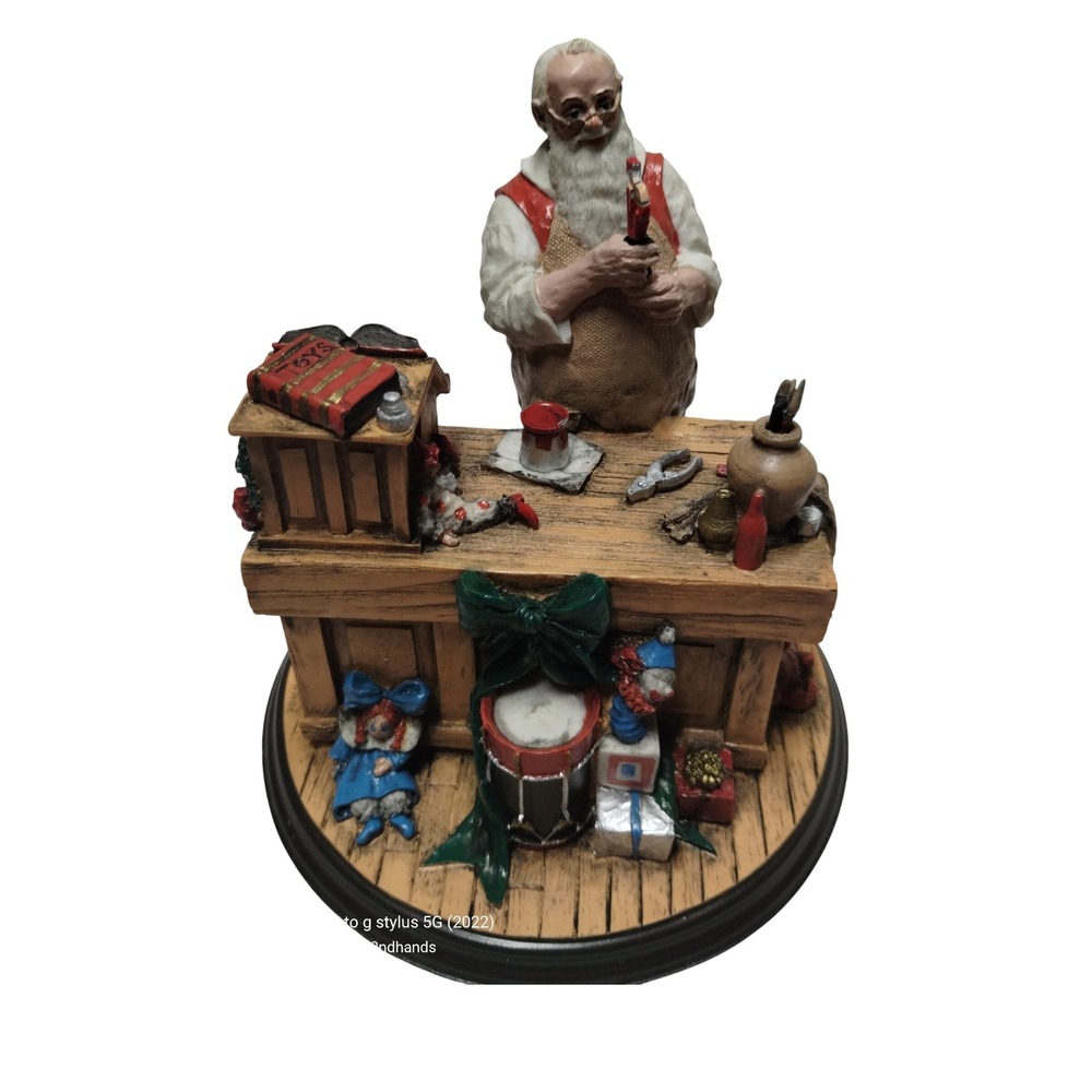 Norman Rockwell Santa's Workshop Rhodes Studios 1990 Porcelain Figurine COA Box‎